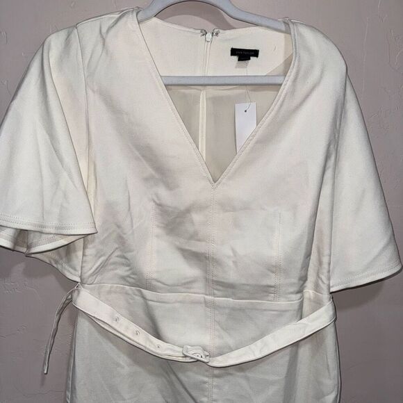 New Ann Taylor Flutter Sleeve Belted Sheath Dress - Picture 2 of 7